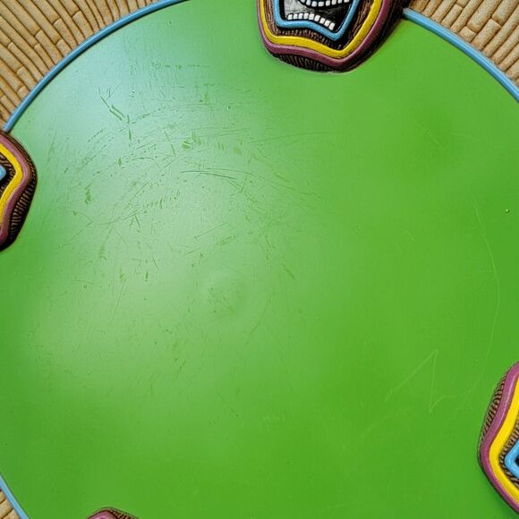 Tiki Serving Platter & Chip Bowl Set‎ Easter Unlimited 2 Pc Green Melamine Party - Picture 9 of 12